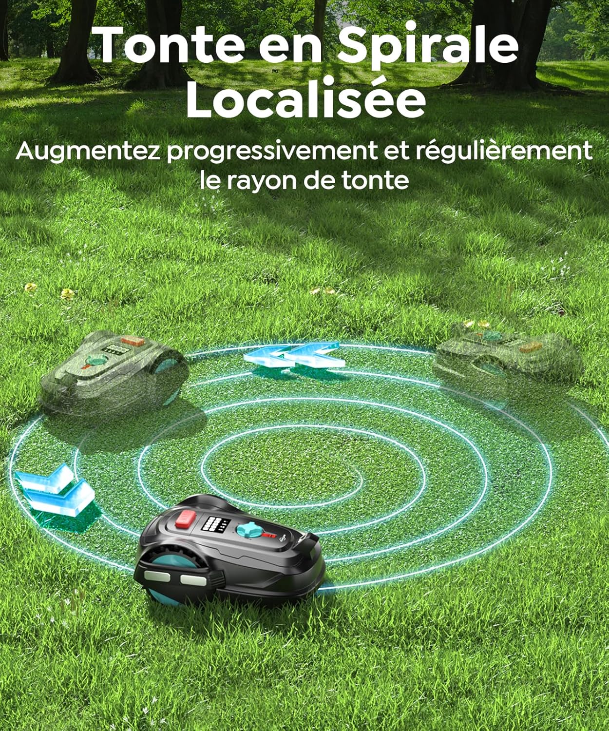 YARDCARE - M800Plus - 800 m² - Robot tondeuse GPS IA, coupe U, détection obstacles