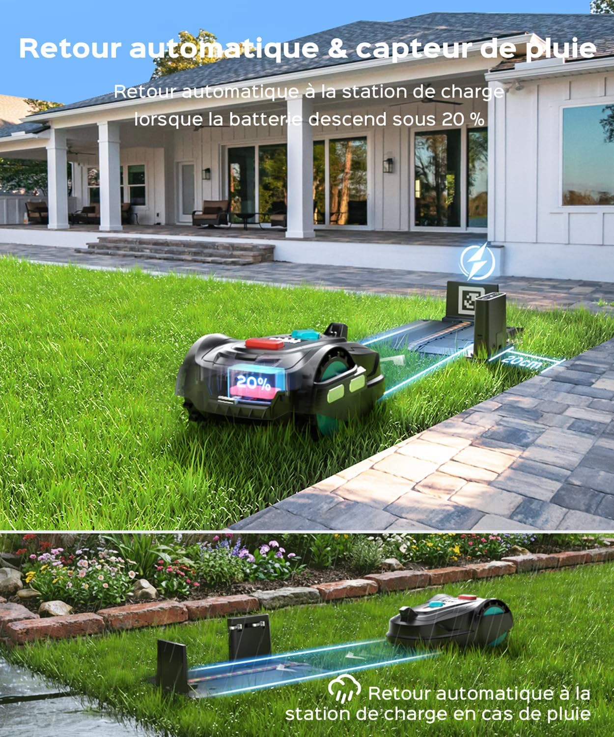 YARDCARE - M800Plus - 800 m² - Robot tondeuse GPS IA, coupe U, détection obstacles
