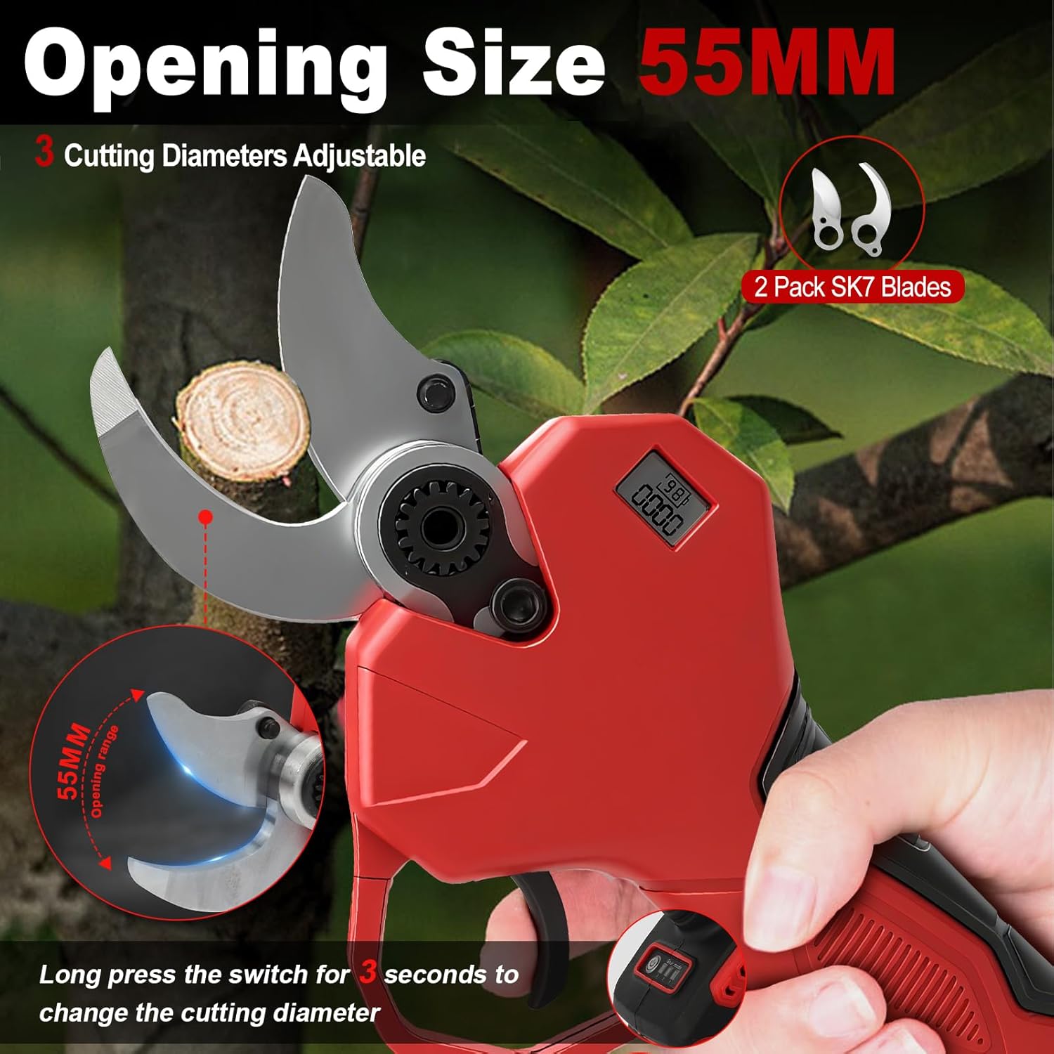 Panthem - mini élagueuse télescopique 4 en 1 - 4,1 m - moteur brushless, 2 batteries, sécateur 55 mm, compatible Makita 