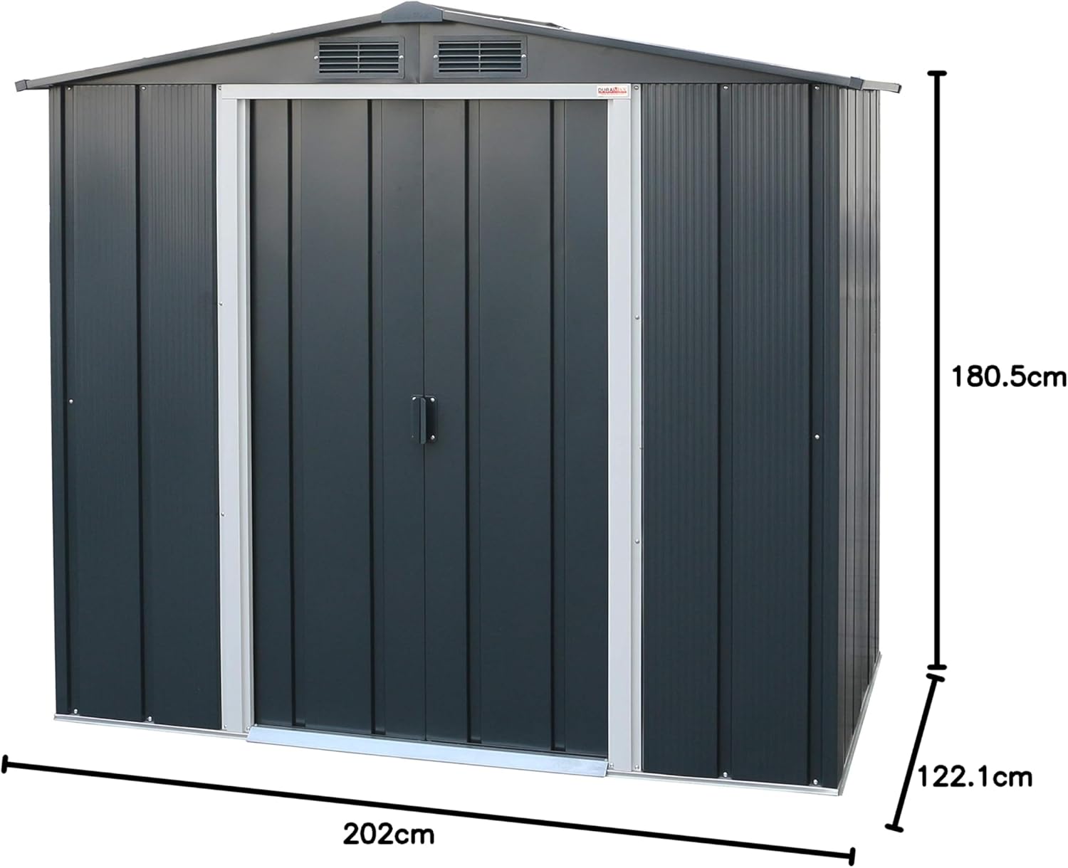 Duramax ECO 6 x 4 (2.47 m2) Abri de jardin en métal, Abri de stockage en métal galvanisé à chaud, Abri de stockage d'outils, Structure de toit robuste et renforcée, Anthracite