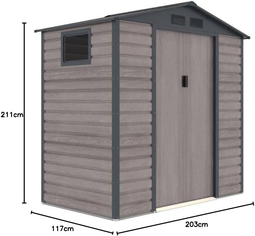 Vente-unique - abri de jardin acier galvanisé 2,79m², effet bois gris - ADELMO