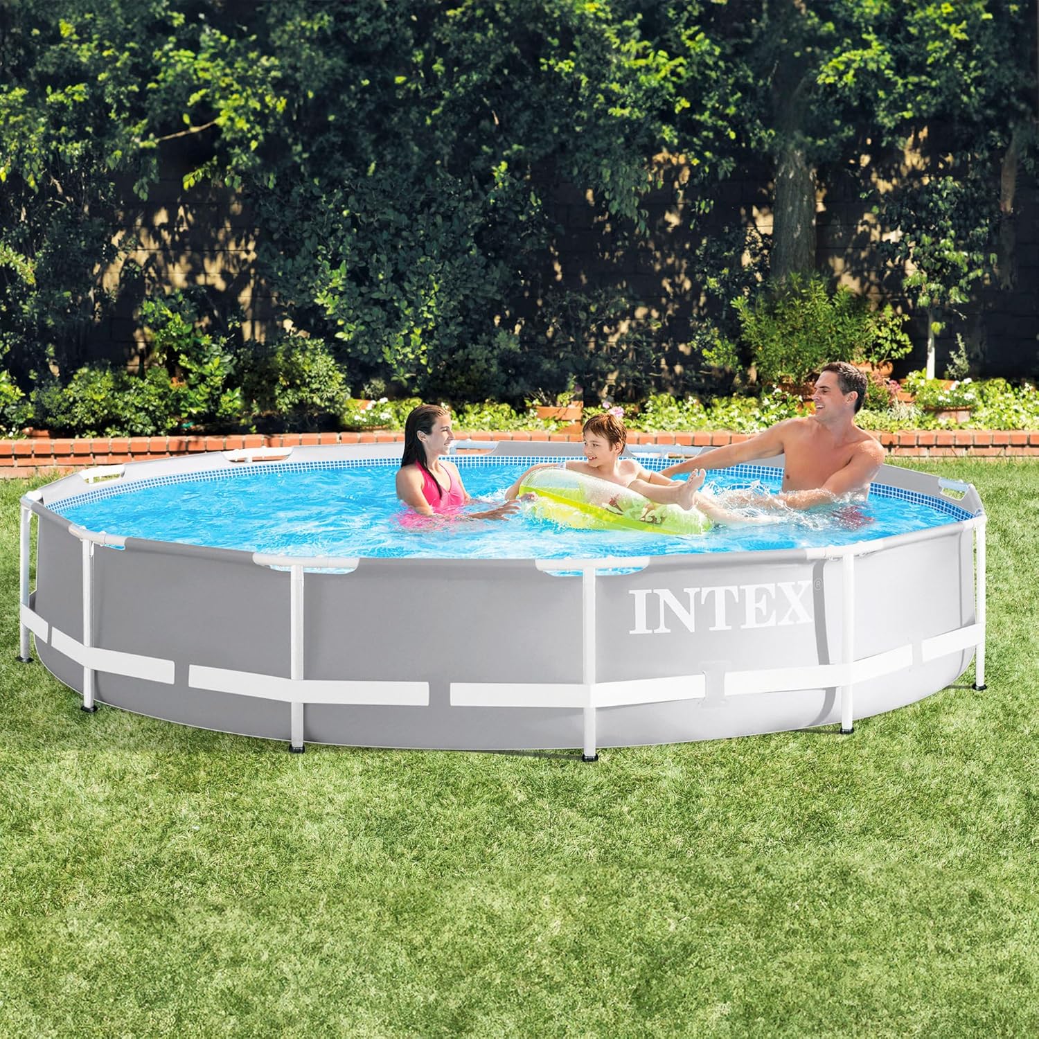 Intex - Prism Frame - 3,66 x 0,76 m - Piscine tubulaire ronde, gris clair
