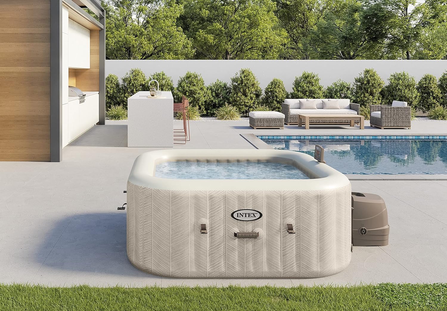Intex - Pure Spa Chevron série - 4 places - Spa gonflable relaxant - 28446EX