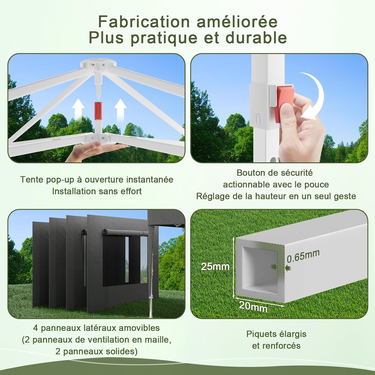 Devoko - tonnelle pliante 3x3m - imperméable, moustiquaire, UV50+