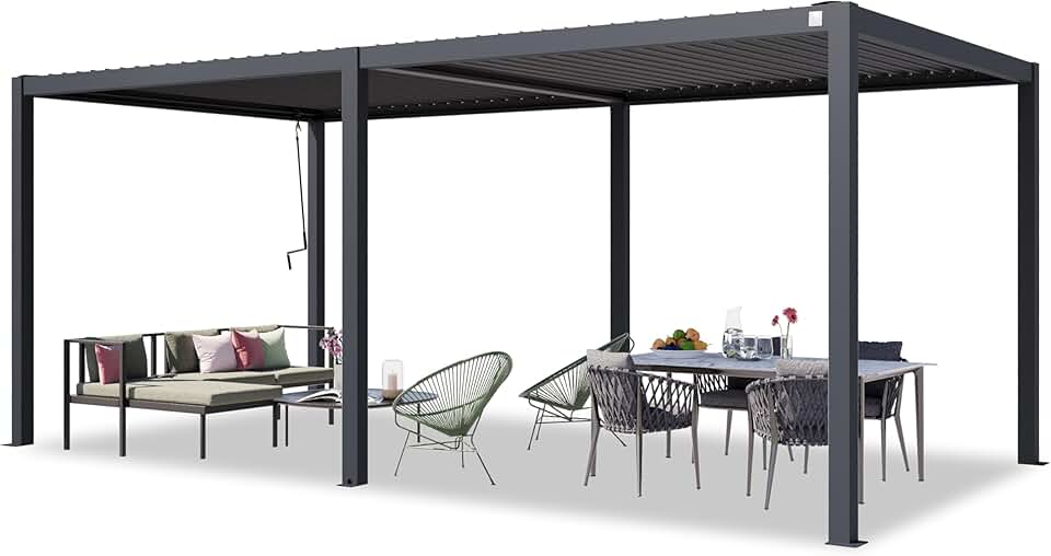 PRIMEYARD - Pergola série acier/aluminium - 3x6 m - lames orientables