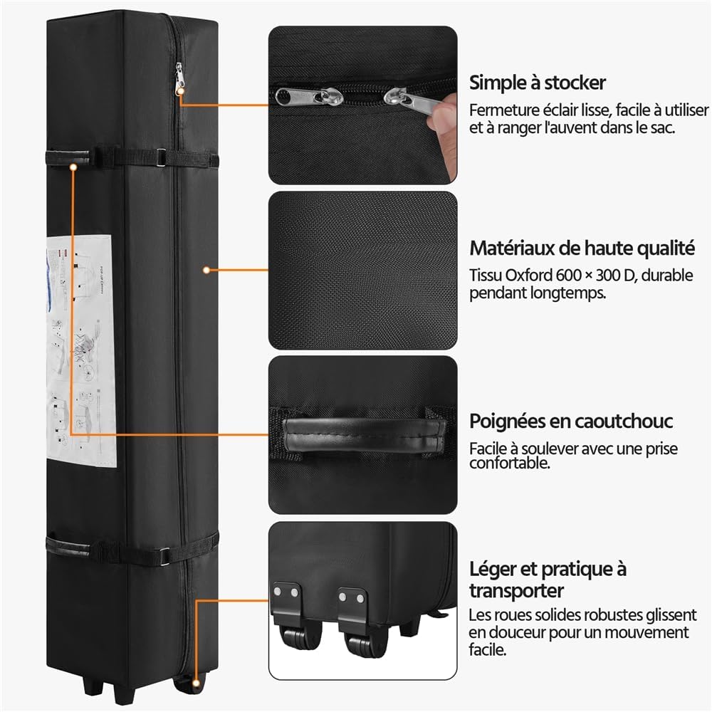 Yaheetech - tonnelle pliante 3x3 m - imperméable, sac de transport