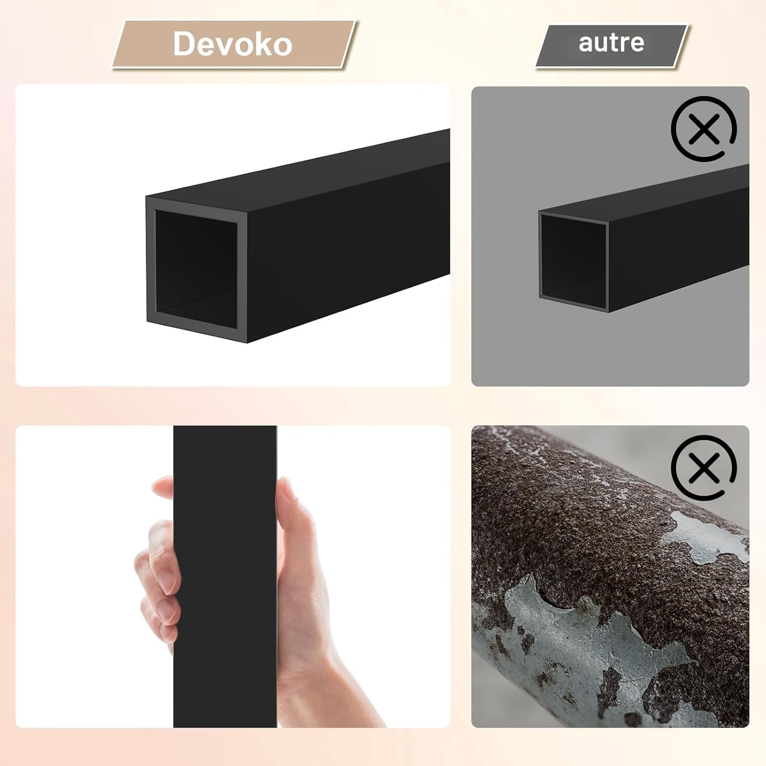 Devoko - tonnelle de jardin aluminium 3x3m - UV50+, gris