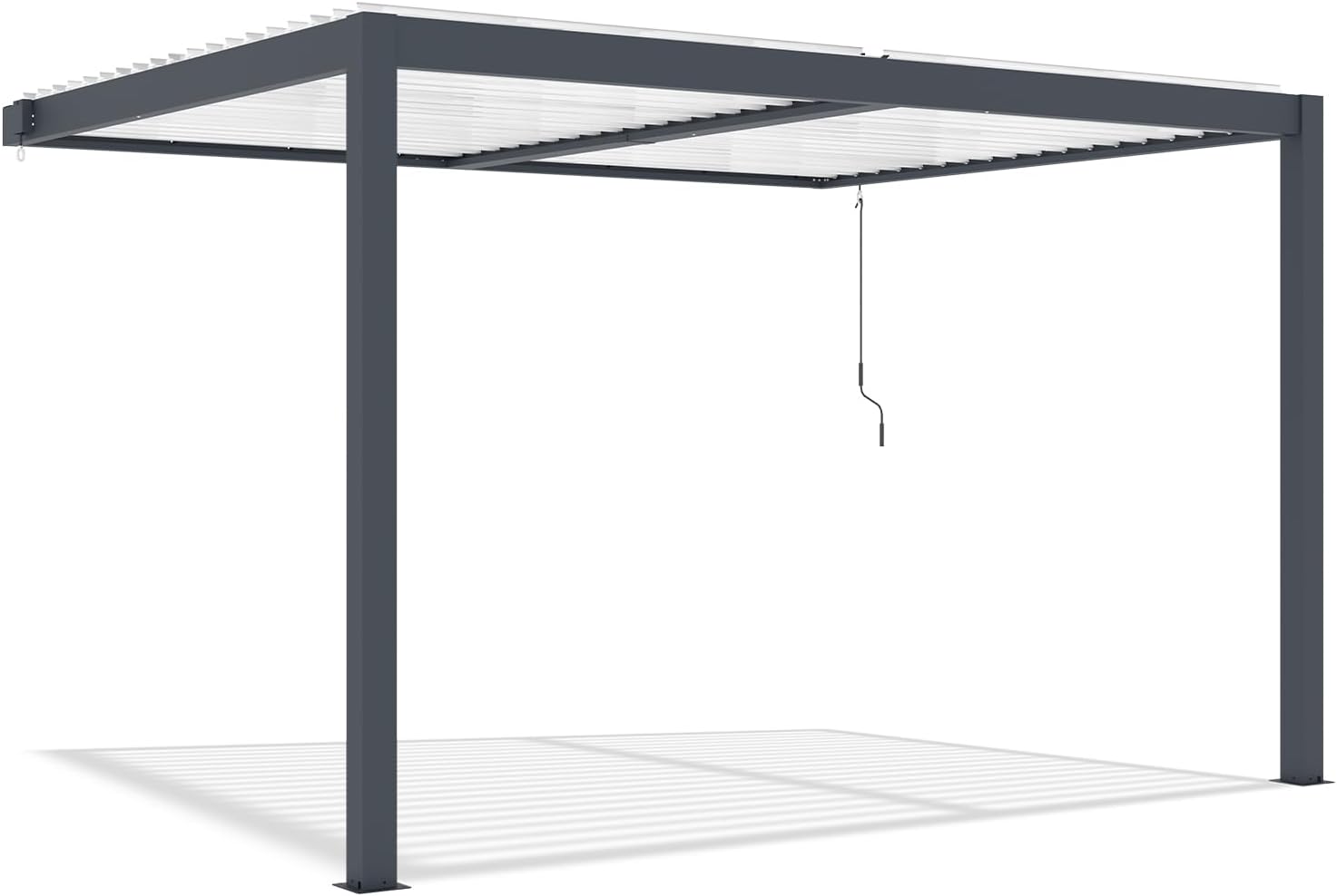 Cazeboo - pergola bioclimatique AGOSTA - 4x3m - aluminium gris, lames blanches