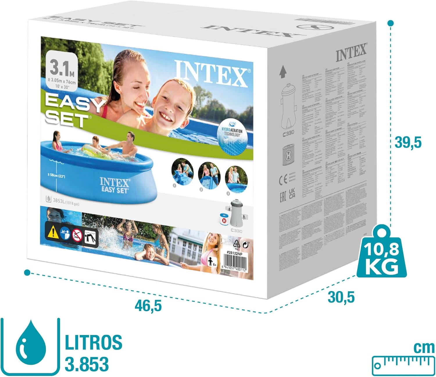 Intex - Easy Set 28122NP - Piscine autoportée 3,05x0,76m, épurateur 1m3/h