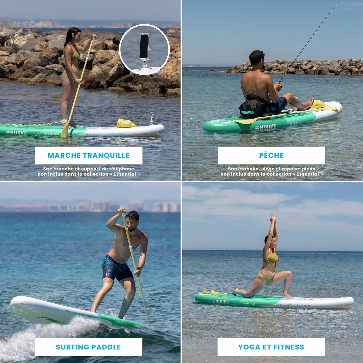 HUIIKE - Paddle gonflable adulte - 305x84x15cm - grande stabilité, accessoires inclus