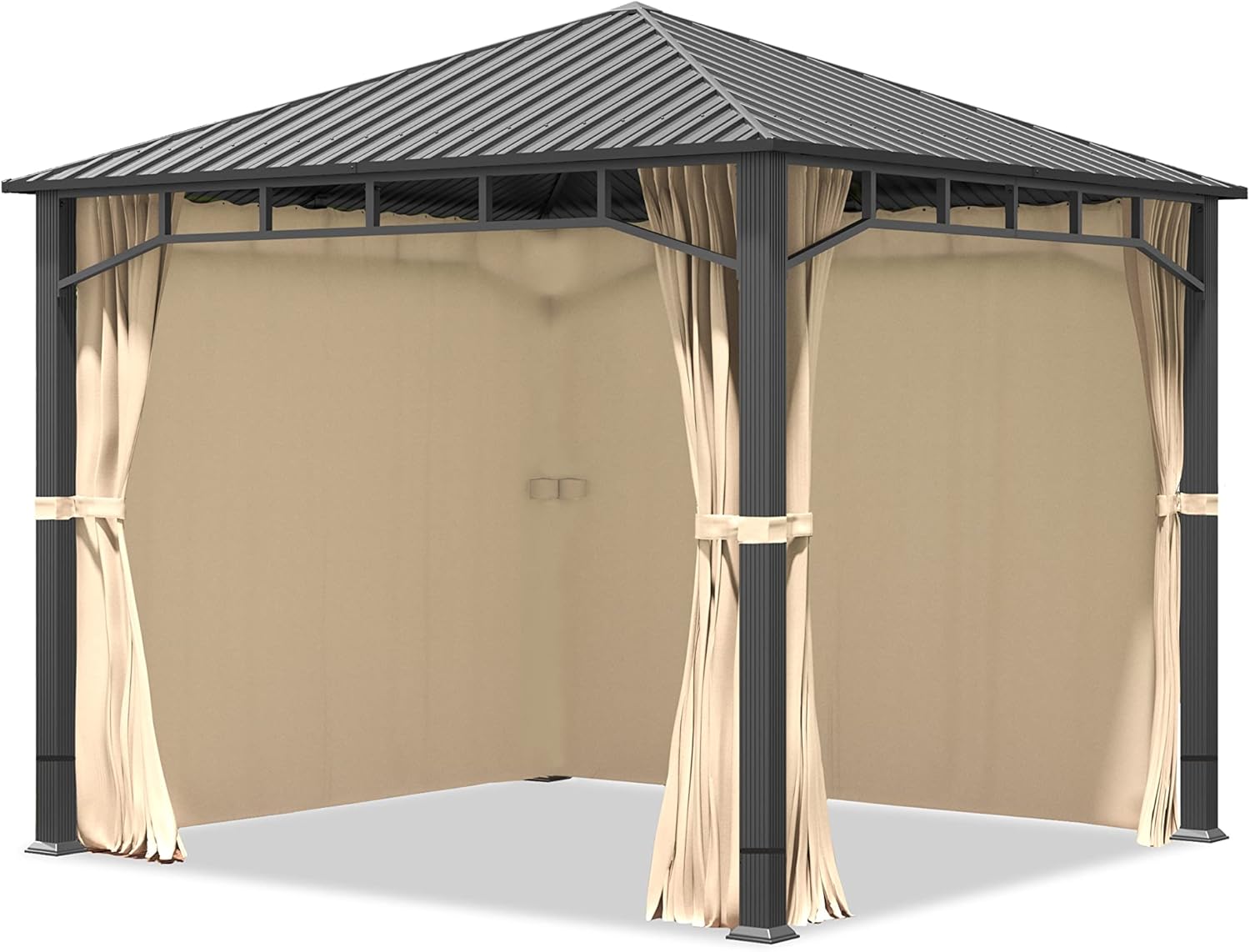 TOOLPORT - tonnelle de jardin série acier - 3x3m - toit acier, 4 parois champagne, montants 90x90mm