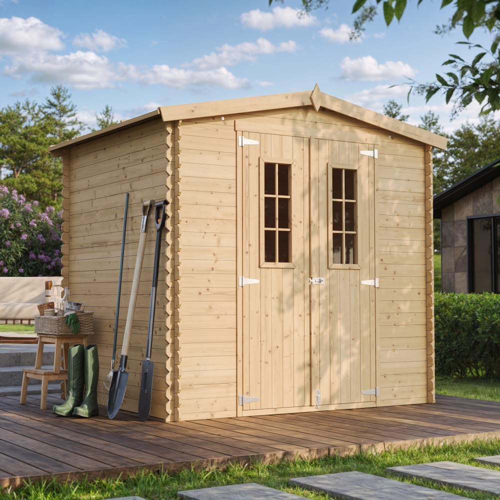 TIMBELA - abri jardin bois M369C - 236x226x218 cm - 4,33 m², stockage, vélos