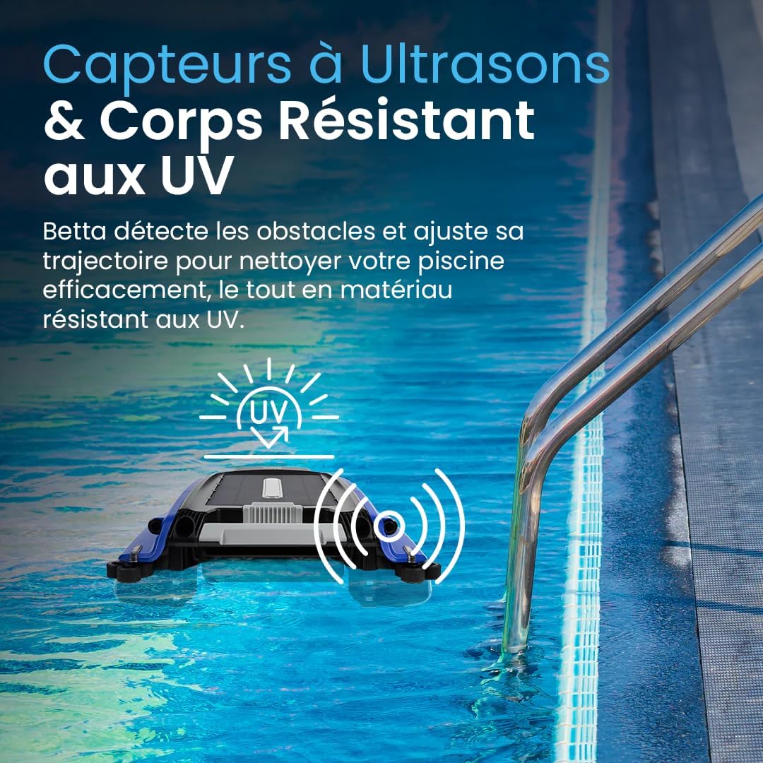 Betta - SE Robot Nettoyeur Piscine - autonomie 30h, solaire, 24/7, moteurs sel/chlore