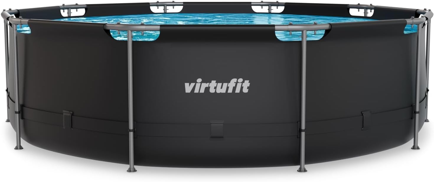 VirtuFit Piscine (Noir, Ø366 x 100 cm (INKL. Filterpumpe), Ronde)