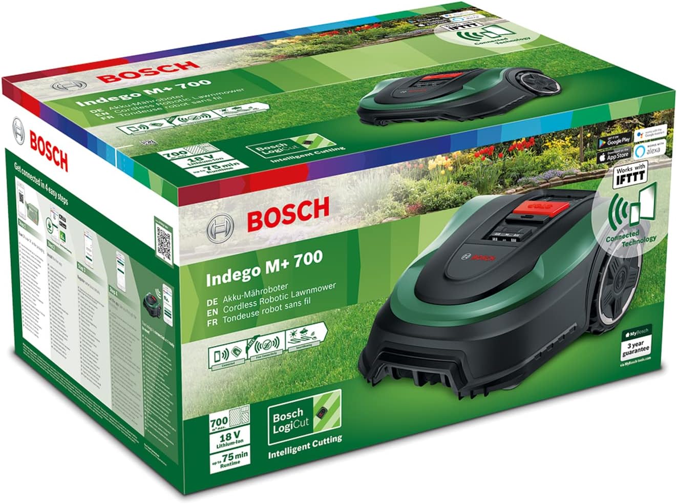 Bosch - Indego M+ série - 19 cm coupe, 700 m², batterie 18 V - IndegoM+700