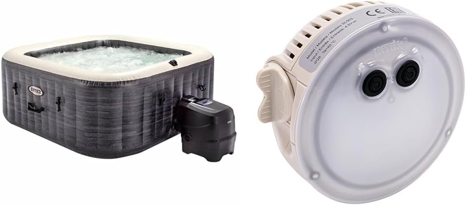 Intex - Pure Spa Bulles 4 places, LED, Gris Ardoise - 28450EX