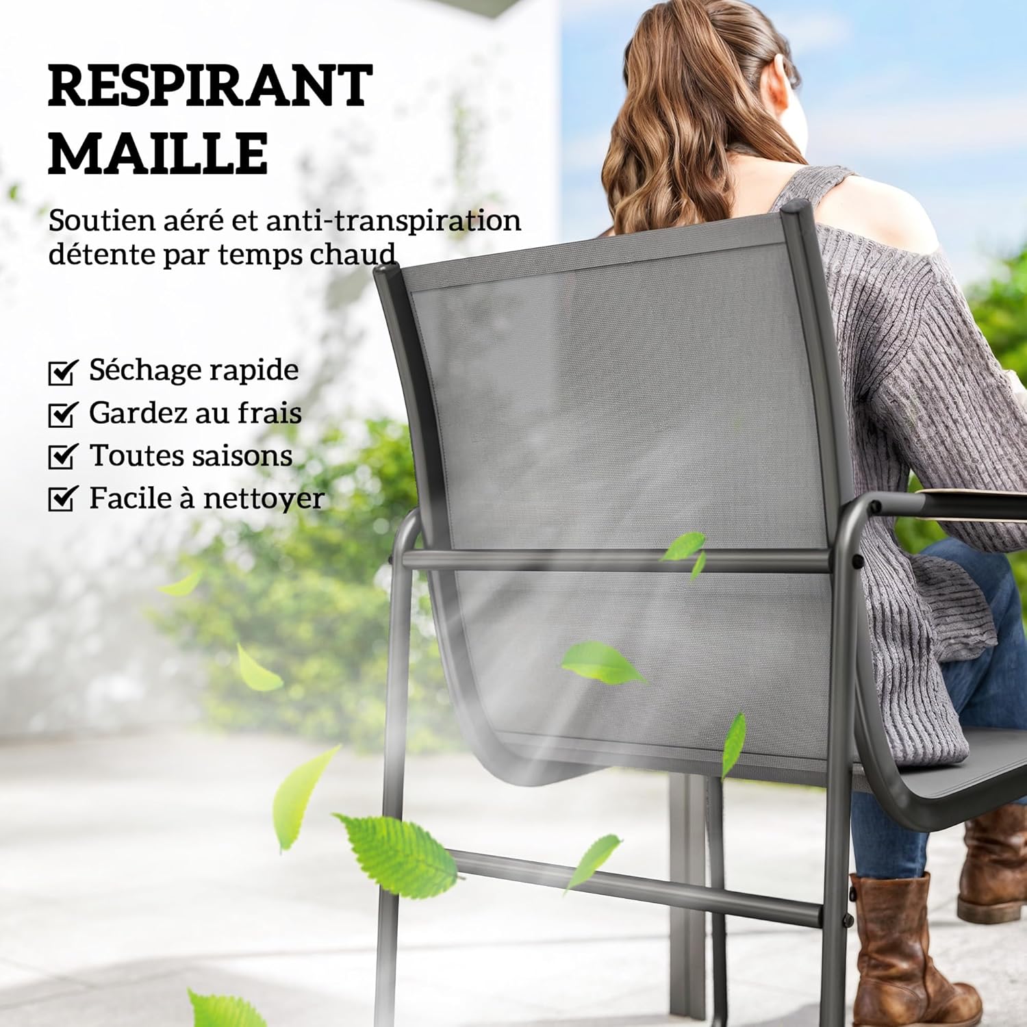 Outsunny - Ensemble salle à manger 6 places - table verre, structure acier - gris