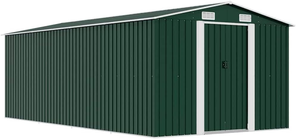 vidaXL - Abri de jardin métal vert - 257x489x181 cm - terrasse, outils