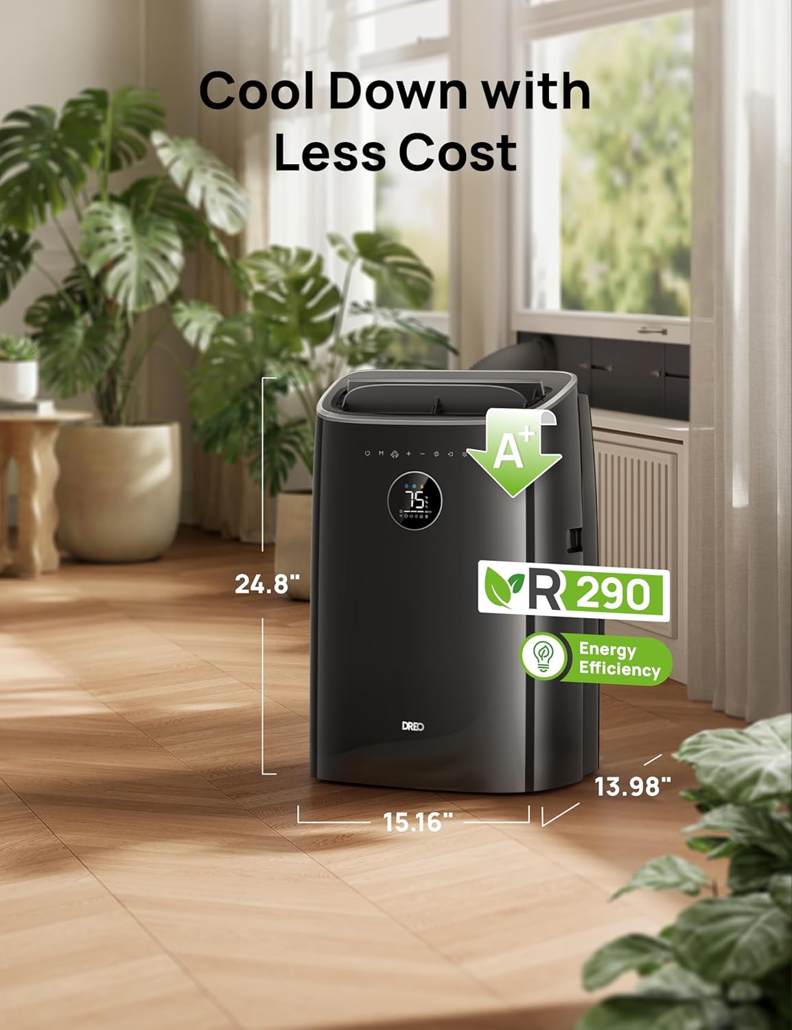Dreo - Portable AC série - compact - 46dB silencieux, timer, appli, déshumidificateur
