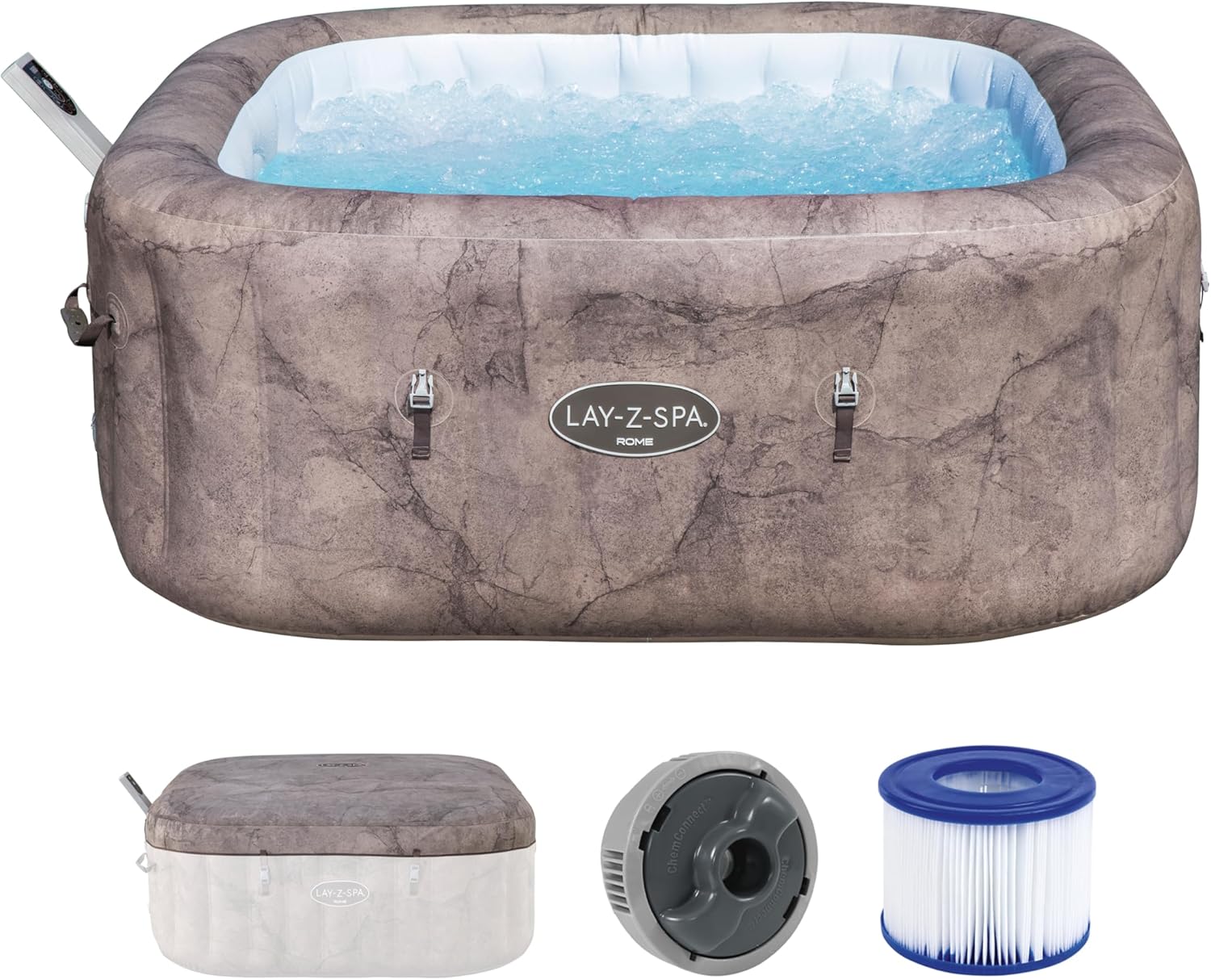 Bestway - Rome MaxHold EnergySense UltraFit - 180x180x71cm - spa carré 6 places, effet marbre, AirJet SP018