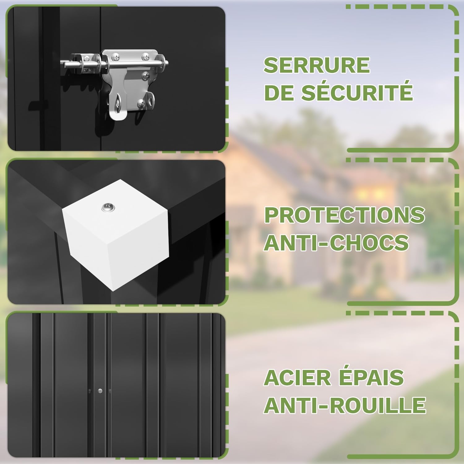 Devoko Abri de jardin en métal 96x98x160 cm, abris de jardin avec toit en appentis, robuste et inoxydable, incluant des gants de travail, porte pivotante verrouillable, petit abri de jardin en acier