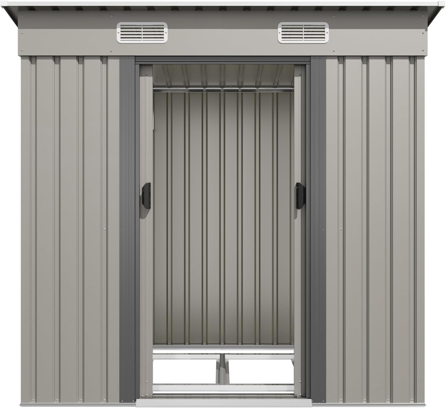 Devoko Abri de jardin en métal 183x109x182cm avec fondation, 3,6m³ Abri à outils avec toit en pente et porte coulissante, Extérieur, Résistant aux intempéries, Abri à vélos, Abri de jardin pour