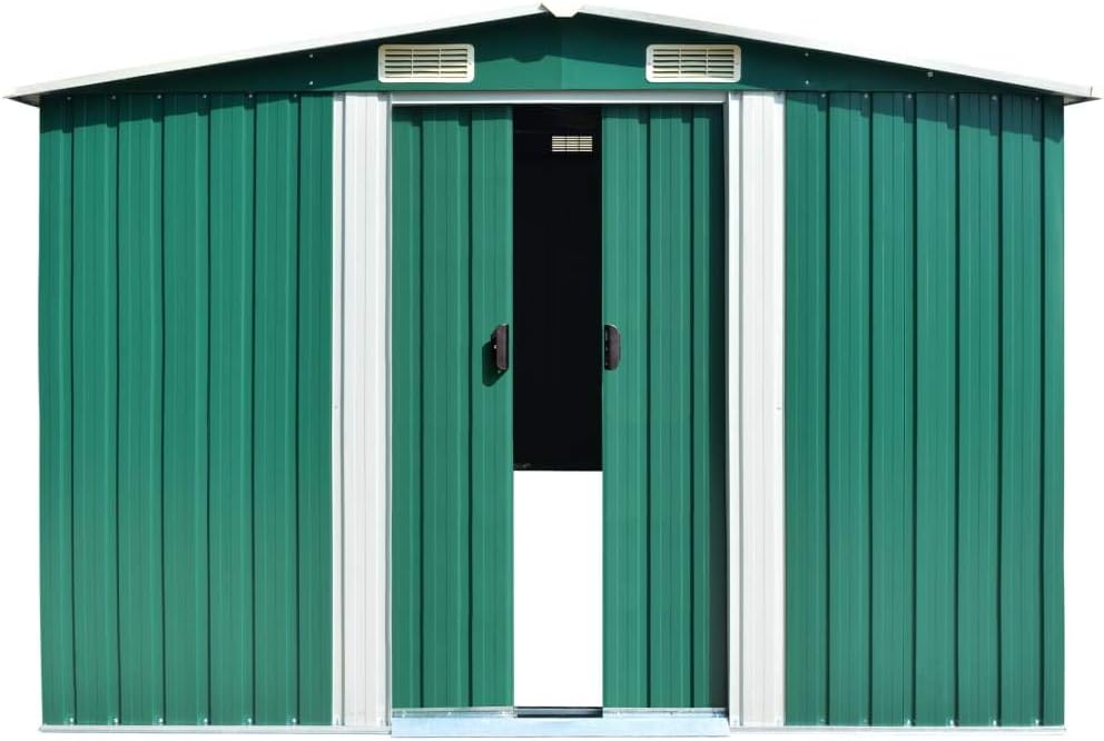 ShGaxin Abri de jardin extérieur en métal vert 257 x 580 x 181 cm