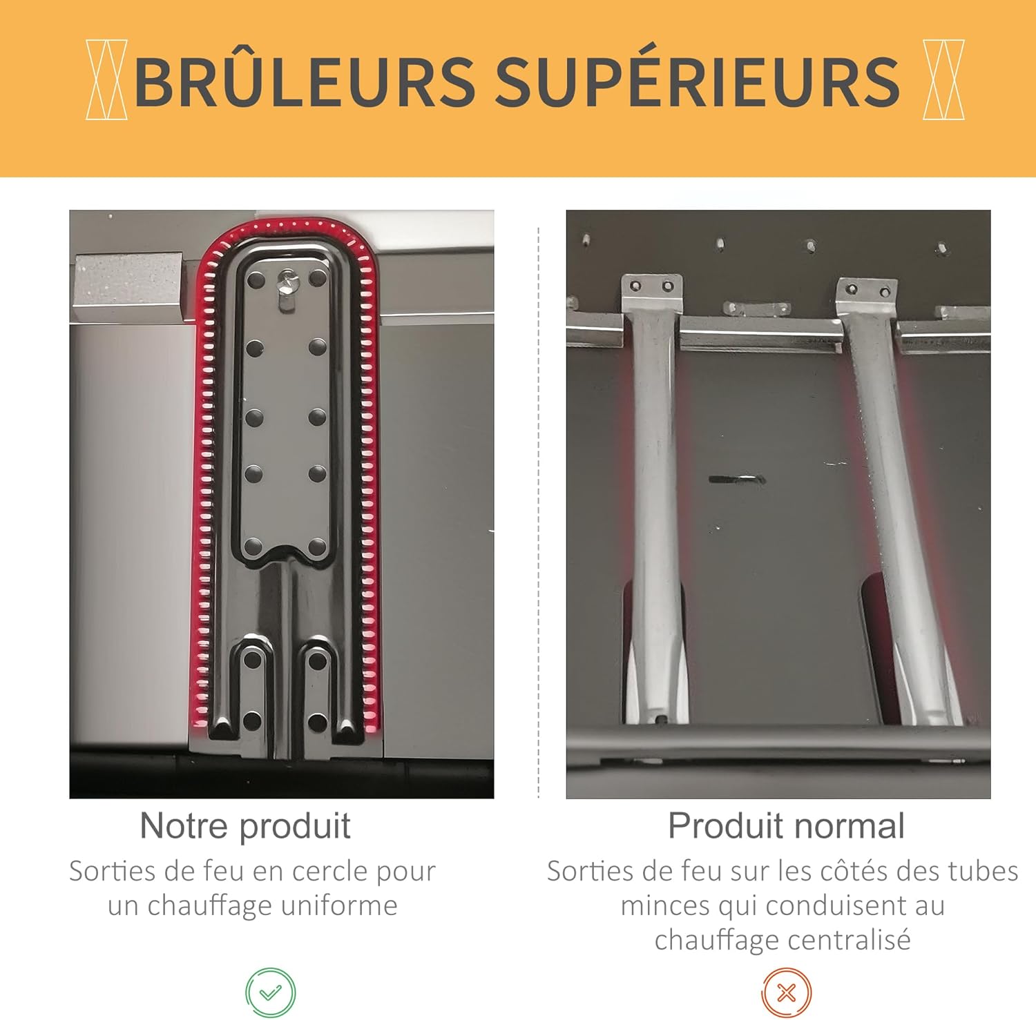Outsunny - Barbecue gaz 2 brûleurs inox, 2 grilles, 2,8kW, 2 étagères, 2 roues, noir