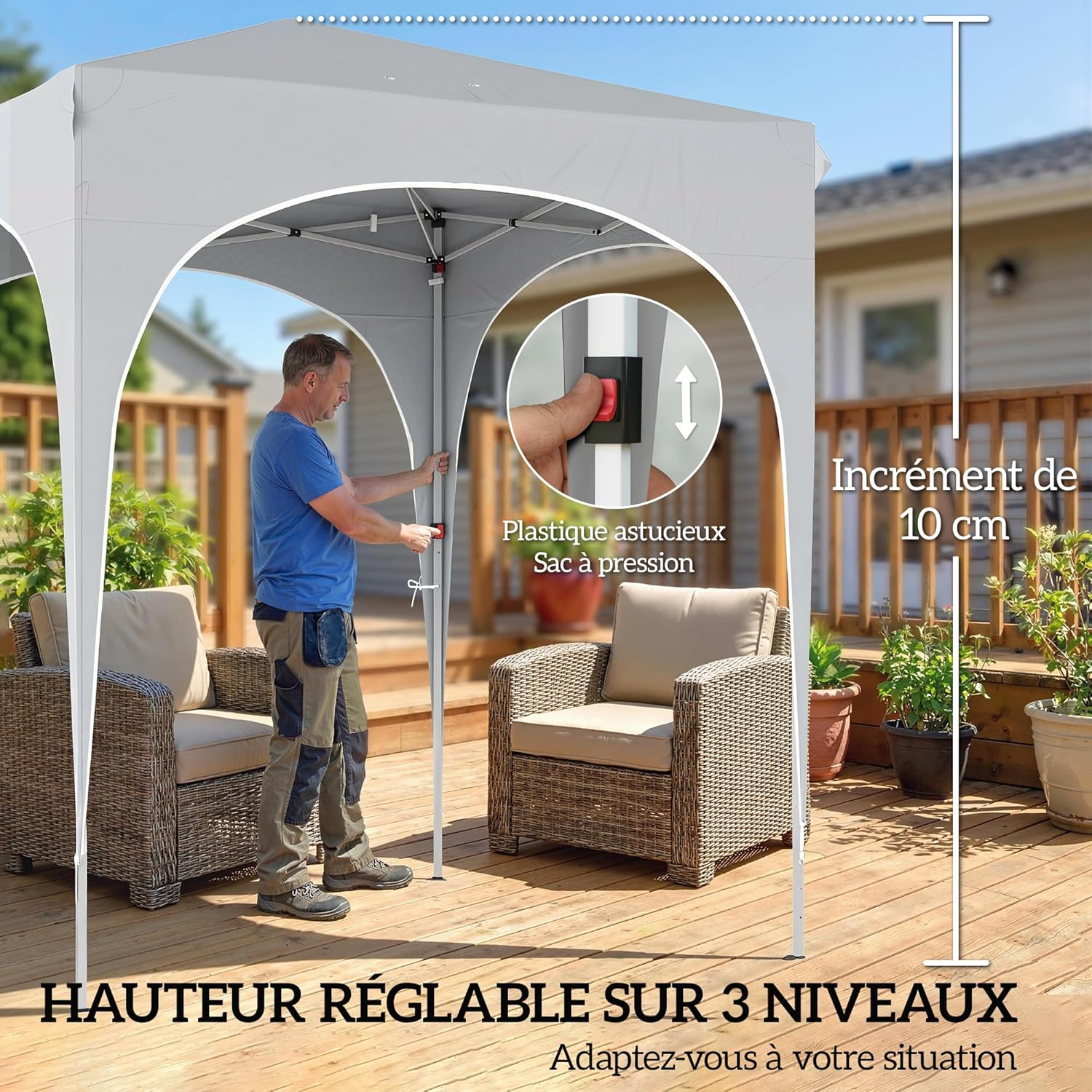Outsunny - tonnelle pop up - 2x2 m - réglable UV50+ 4 parois, gris clair