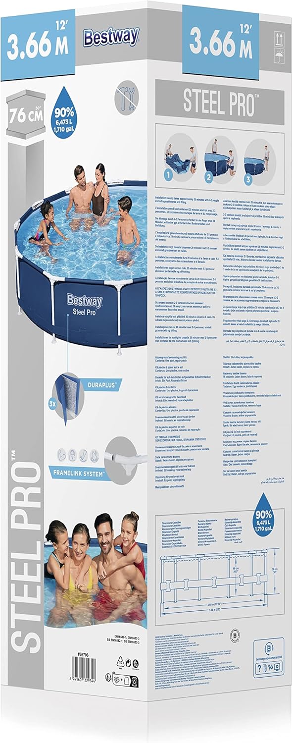 Bestway Steel Pro Kit Piscine Hors Sol Ronde 3,66 m X 76 cm