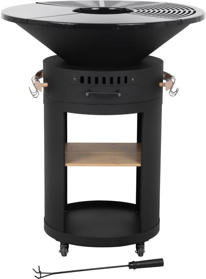 Cesar - Premium brasero plancha barbecue Ø81 cm - charbon/bois, noir