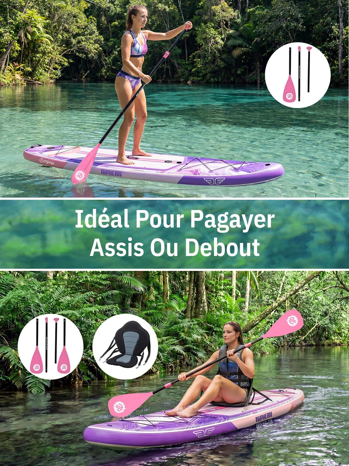 Niphean - Extra Large Paddle - 2+1 personnes - gonflable, housse étanche