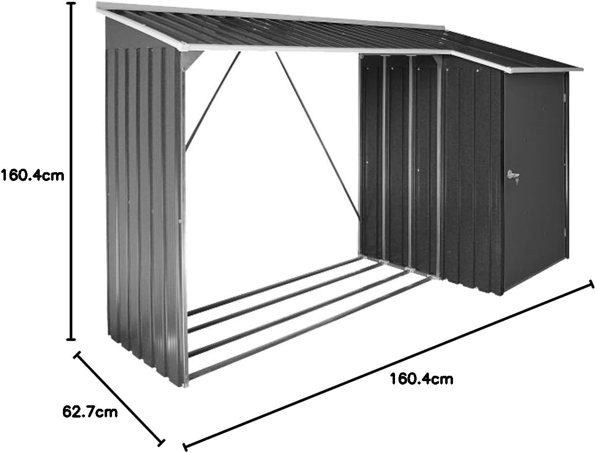 Duramax - WoodStore Combo - 8x3 ft - abri bûches métal, porte cadenassable, sol surélevé