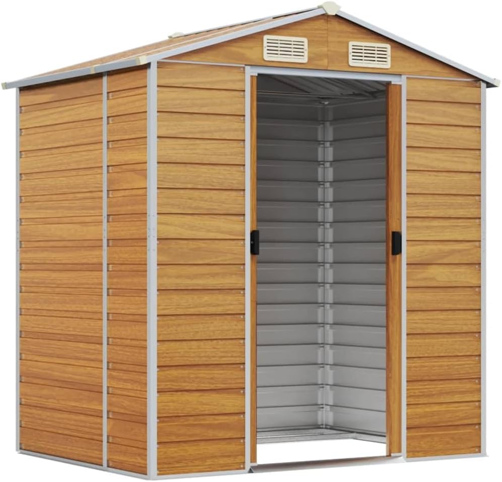vidaXL Abri de Jardin Marron Clair 191x130x198 cm Acier galvanisé