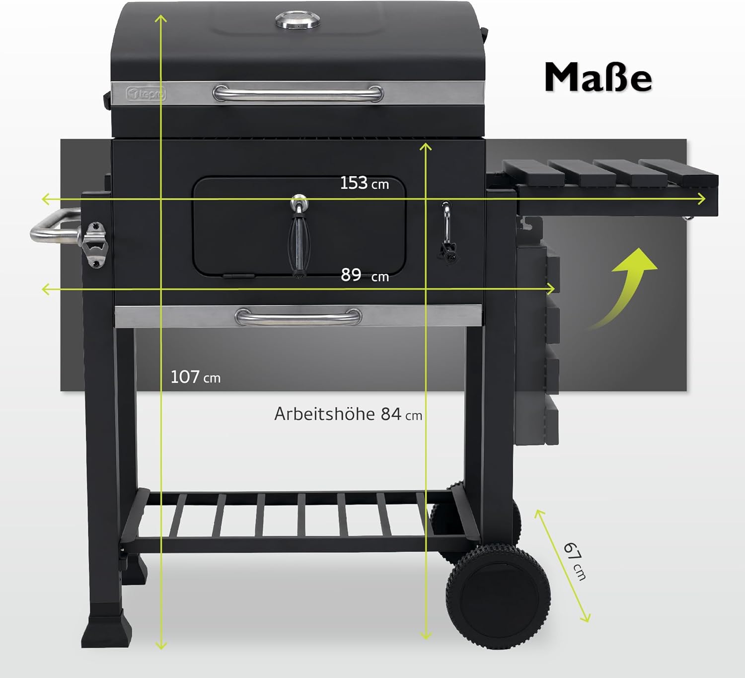 Tepro - Toronto Click - barbecue charbon acier anthracite inox, compact