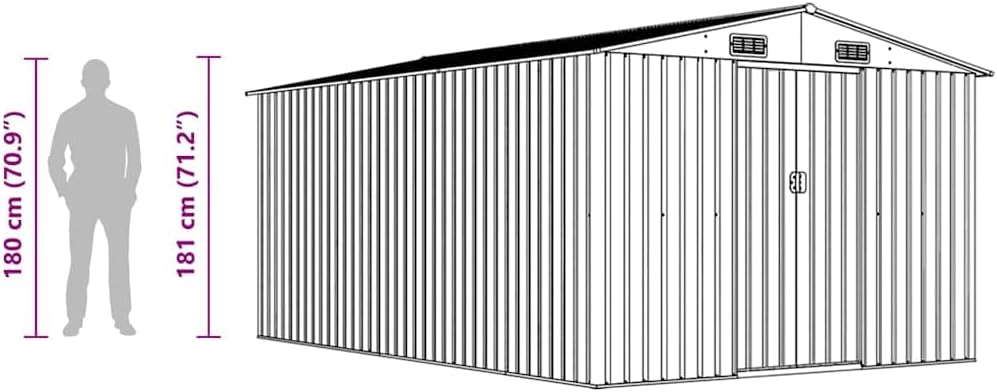 vidaXL Abri de Jardin 257x392x181 cm Métal Anthracite Terrasse Cabane à Outils