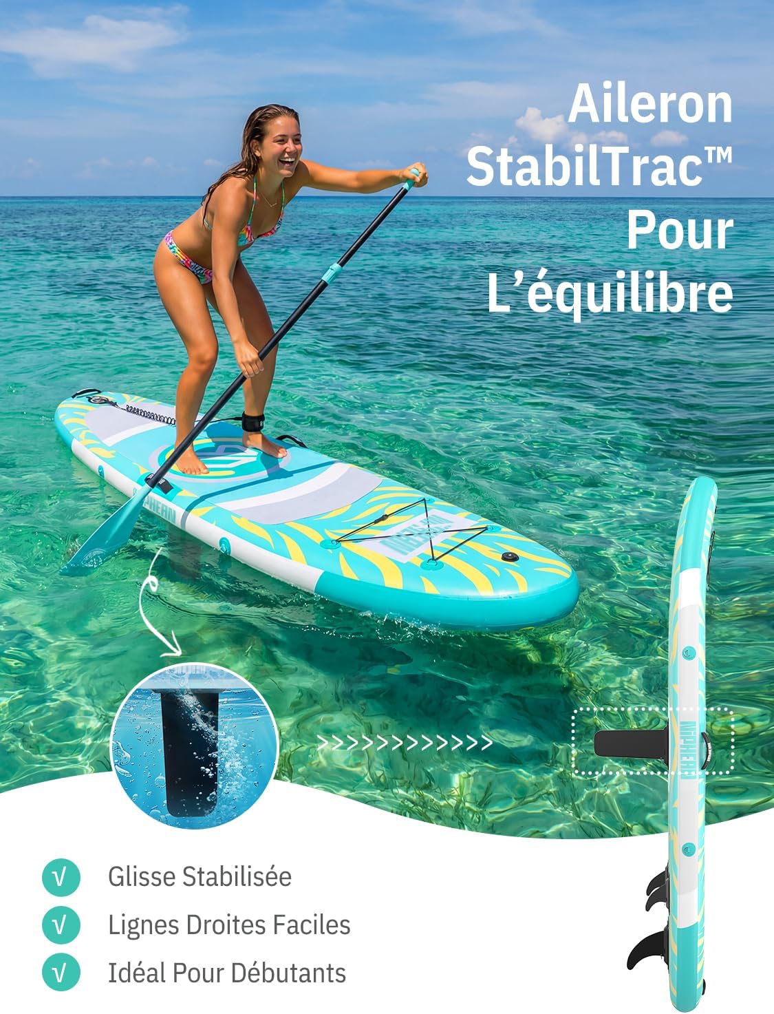 Niphean - Paddle Gonflable Adulte Ultraléger - Siège, aileron, stable