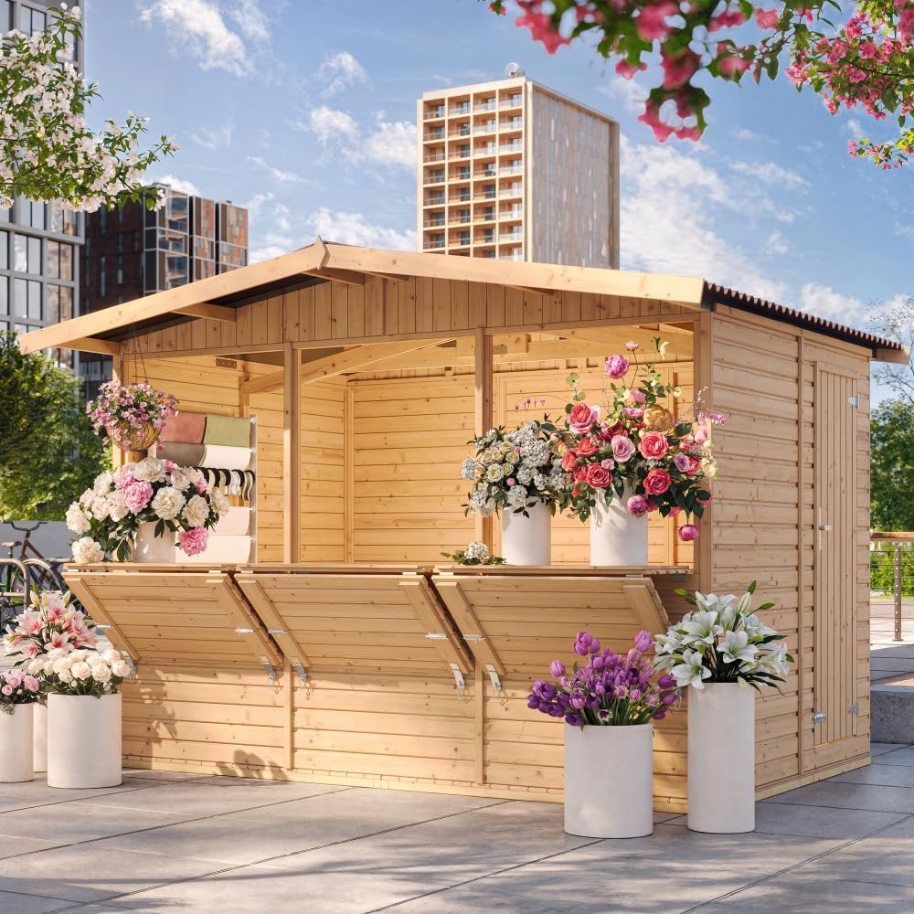 TIMBELA - abri de jardin bois, 6 m², 3 fenêtres, facile à monter, M150A