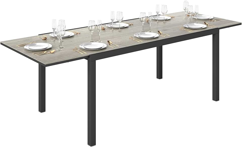 Outsunny - Table Extensible rectangulaire - 160/240 cm - aluminium, acier, 6-8 personnes