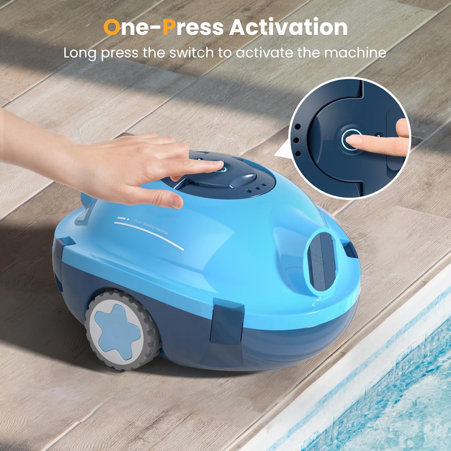 MEDOXA Robot Nettoyeur de Piscine sans Fil, aspirateur de Piscine Automatique, 120 Minutes d'autonomie, Auto-stationnement, Robot Piscine jusqu'à 100 m²（Bleu Seulement 15 en Stock）