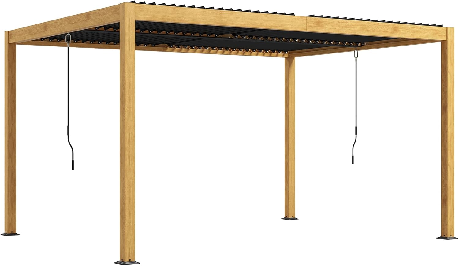 Outsunny - pergola bioclimatique aluminium 3x4m, lames orientables, noir effet bois