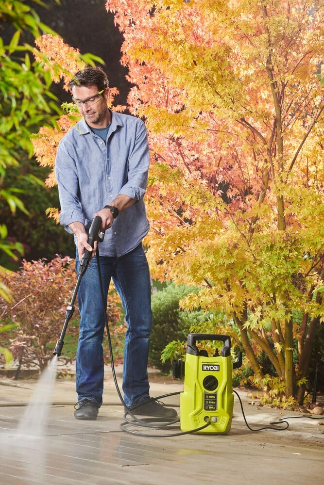 RYOBI - Nettoyeur Haute Pression 1400 W - 110 Bars - 390 L - Flexible 5 m PVC - Lance Vario - Lance Turbo - buse détergent 0,35 L - RY110PWA