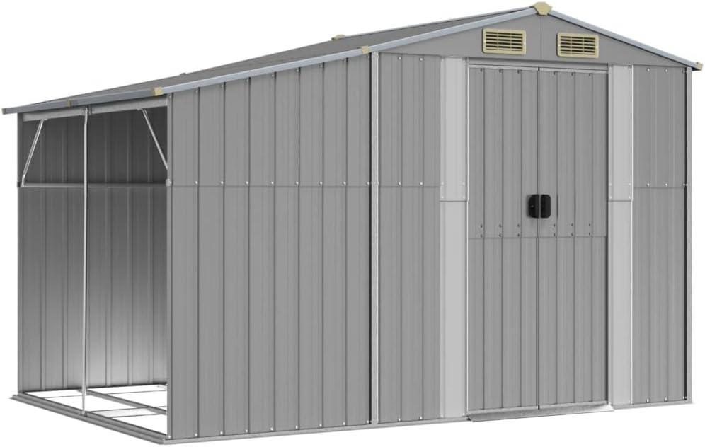 vidaXL Abri de Jardin Gris 277x192,5x179 cm Acier galvanisé