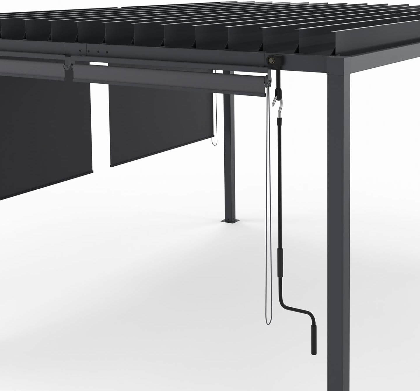 IDMarket - Pergola bioclimatique acier 3x4m, 4 stores, gris anthracite