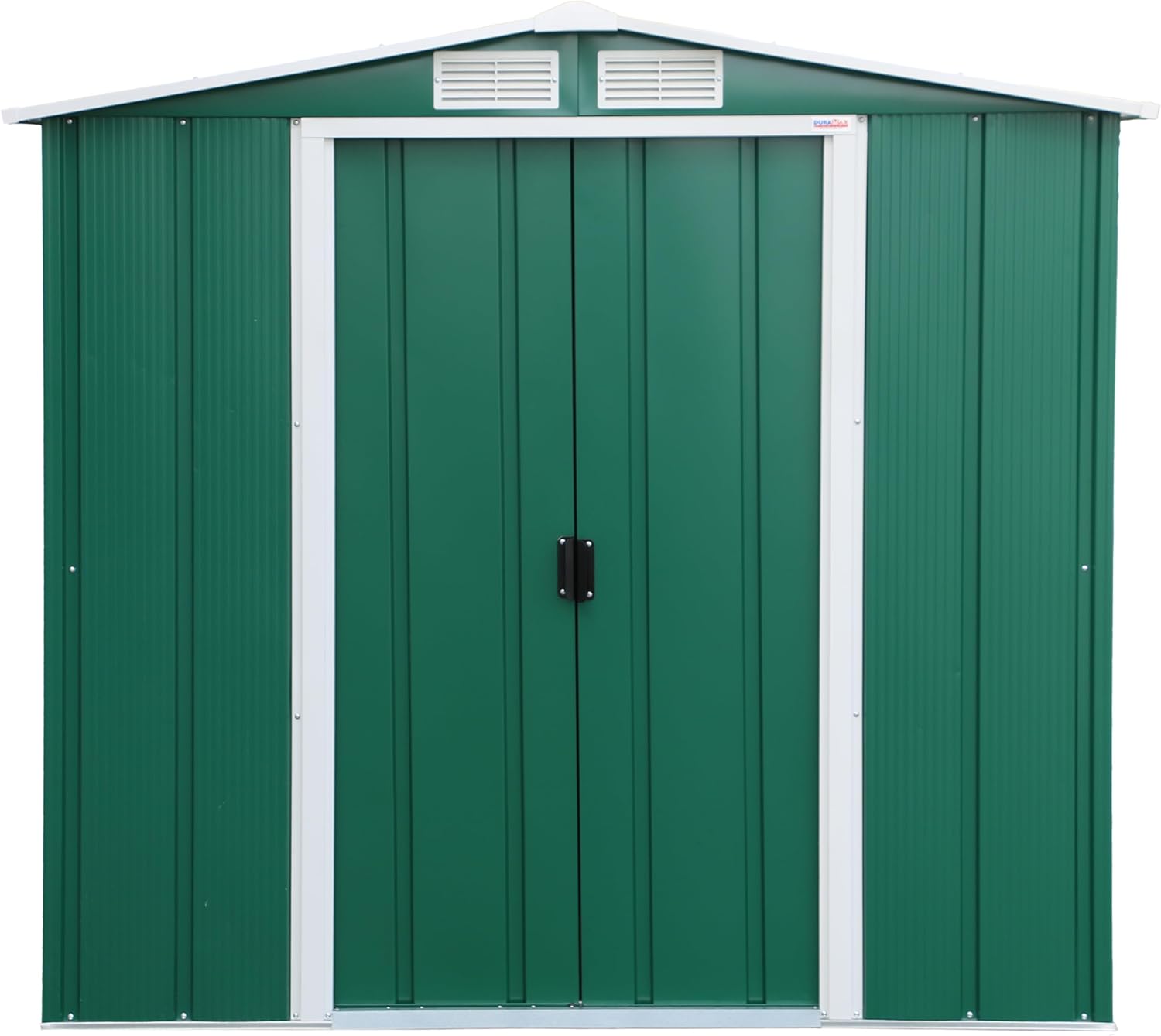 Duramax ECO 6 x 4 (2.17 m²) Abri de Jardin en Métal Galvanisé à Chaud, Abri de Stockage d'Outils, Structure de Toit Renforcée, Abri en Métal Sans Entretien, Vert