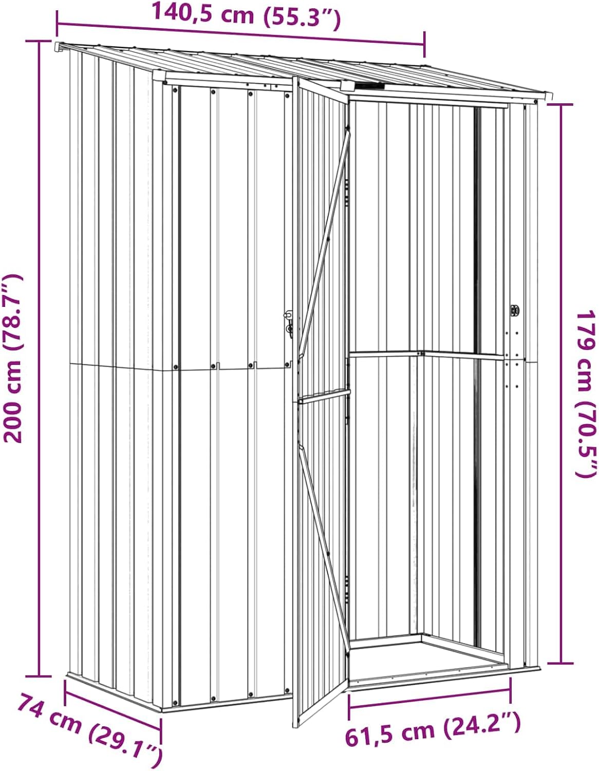 vidaXL Cabanons de Jardin Marron 140,5 x 74 x 200 cm Métал, Abri de Jardin et terrasse, Rangement rectangulaire, résistant aux intempéries, idéal pour Outils et Plus