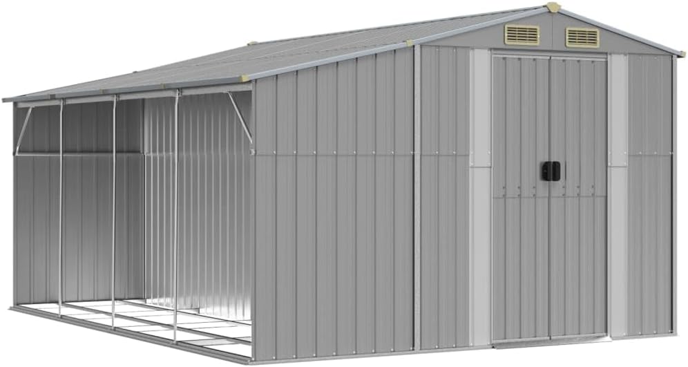 vidaXL Abri de Jardin Gris 277x365,5x179 cm Acier galvanisé