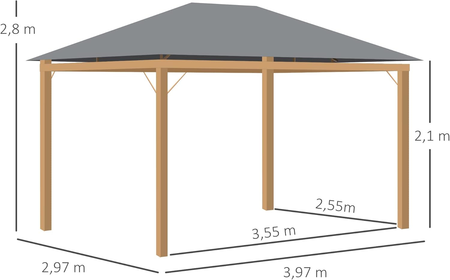 Outsunny - Tonnelle aluminium pavillon 4x3m rideaux toit polyester