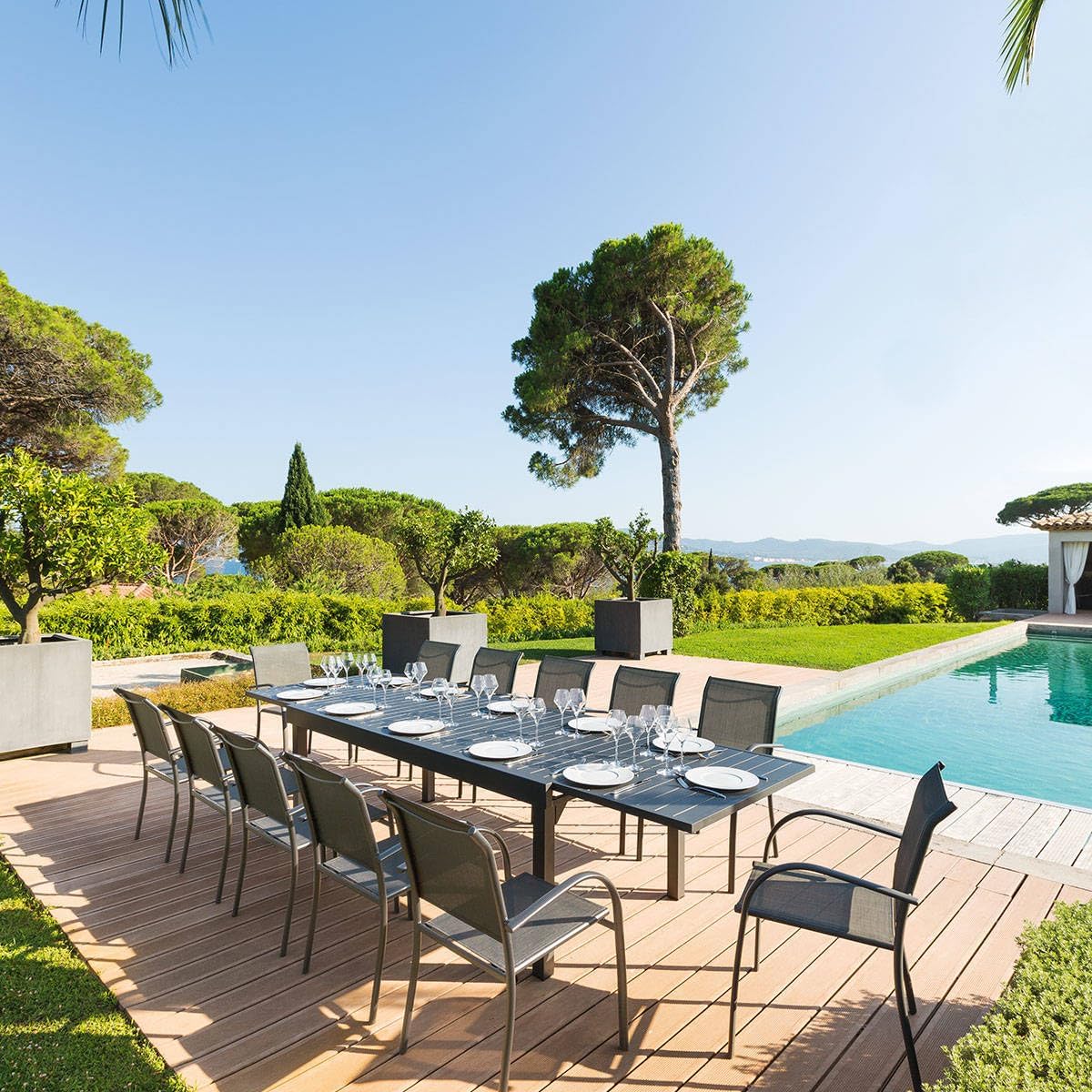 Hespéride - Piazza - 230/340x100 cm - table extensible 12 places, aluminium antirouille