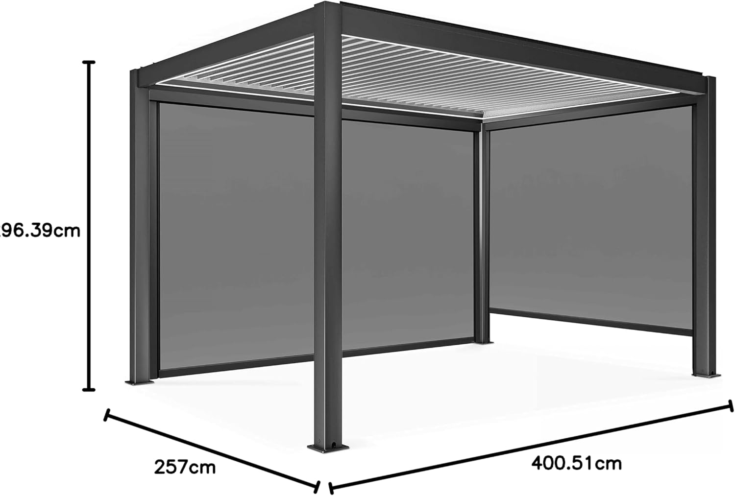 Oviala - Pergola bioclimatique motorisée autoportée 3x4m, LED, stores